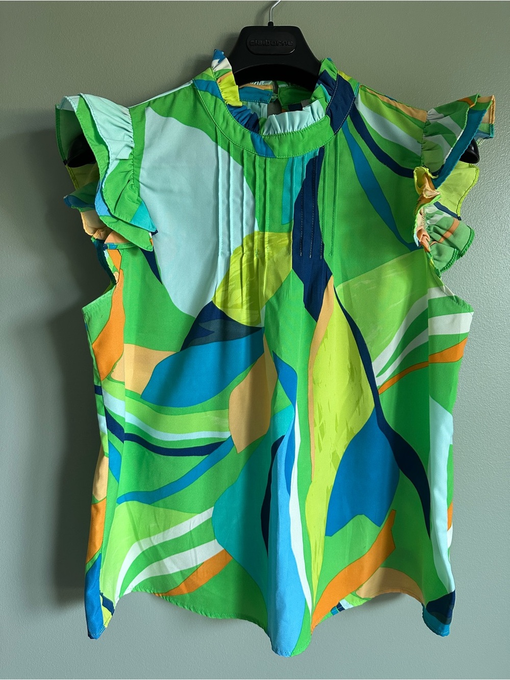 Women’s Periwinkle Boutique Green Multi-Color Ruffle Sleeve Top